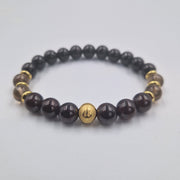 Bracelet Scorpion Année 2025 en Grenat, Quartz fumé et Obsidienne noire
