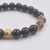 Bracelet Scorpion Année 2025 en Grenat, Quartz fumé et Obsidienne noire