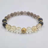 Bracelet Capricorne Année 2025 en  Citrine, Onyx noir et Quartz fumé