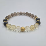 Bracelet Capricorne Année 2025 en  Citrine, Onyx noir et Quartz fumé