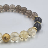 Bracelet Capricorne Année 2025 en  Citrine, Onyx noir et Quartz fumé