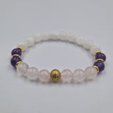 Bracelet Poissons Année 2025 en Quartz rose, Améthyste et Pierre de lune blanche