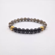 Bracelet en Labradorite et Obsidienne noire