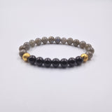 Bracelet en Labradorite et Obsidienne noire